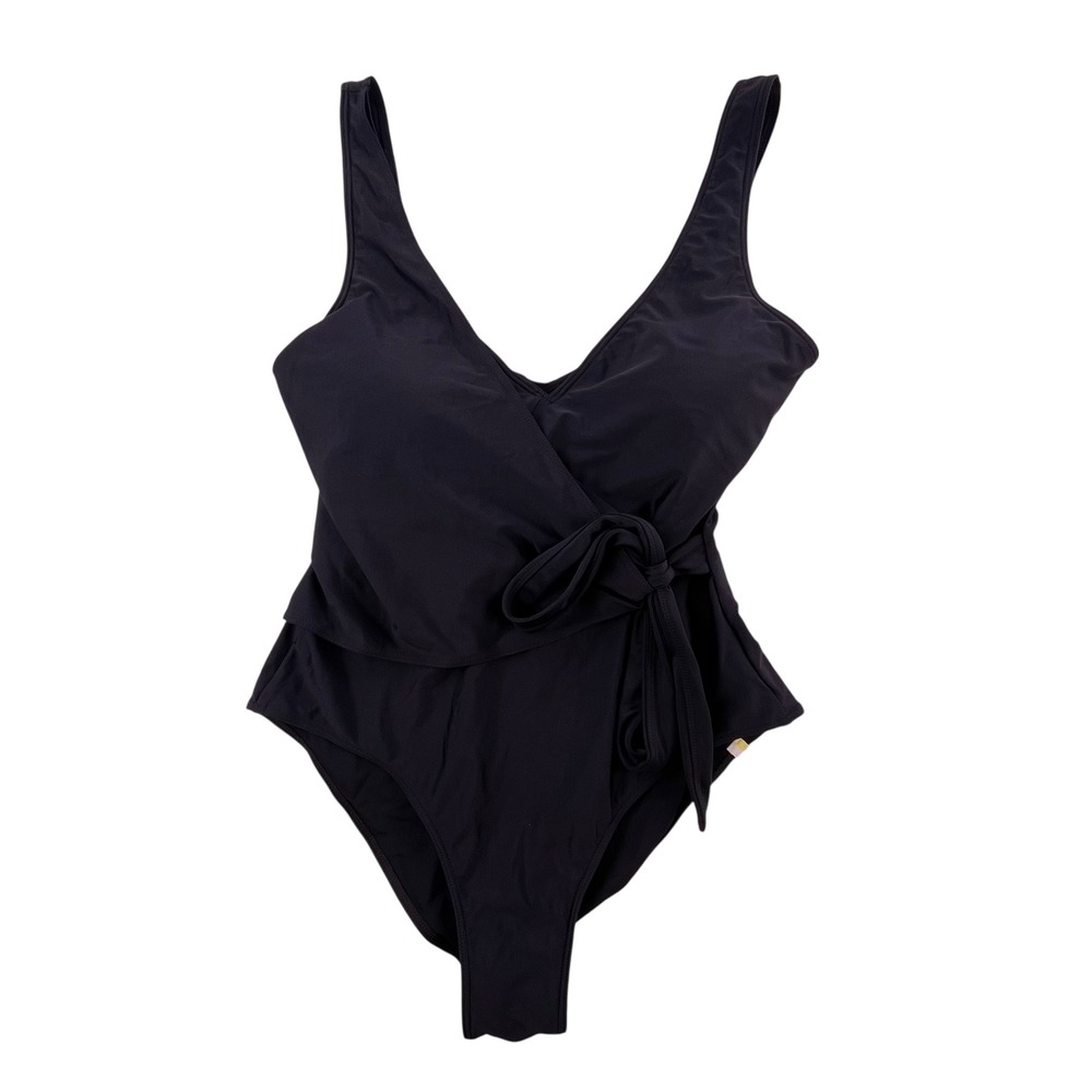 Summersalt The Perfect Wrap One-Piece Swimsuit Black Size 10 V-Neck Side Tie